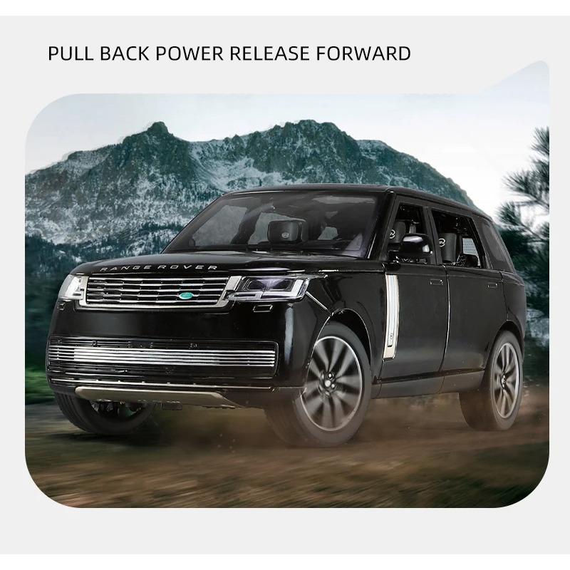 Escala 1/24 Land Rover Range Rover SV2022 Modelo de Carro Diecast de Liga Veículo Off Road Som e Luz Presentes para Crianças Presentes com Crianças