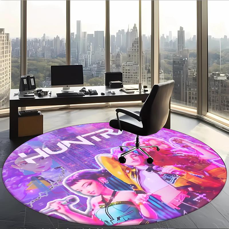 Huntrix (245) Round Office Rug Decorative Floor Rug for Office Bedroom Living Room and Home Space
