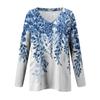 Women's Long Sleeved T-shirt V-neck Tie Dyed Floral Stripe Print Casual Top