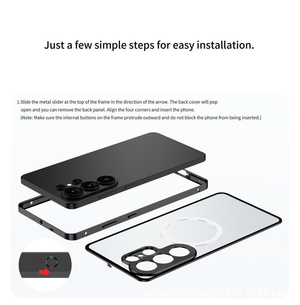 Metal Phone Case with Spring Buckle for Samsung S26 Ultra, S25 Ultra, S25+, and S24+ (Single-sided, Cross-border Compatible)