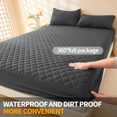 Waterproof Mattress Protector Cover Bed Fitted Sheet Single/Double/140/150/160 Muti Size Gray/White No Pillowcases