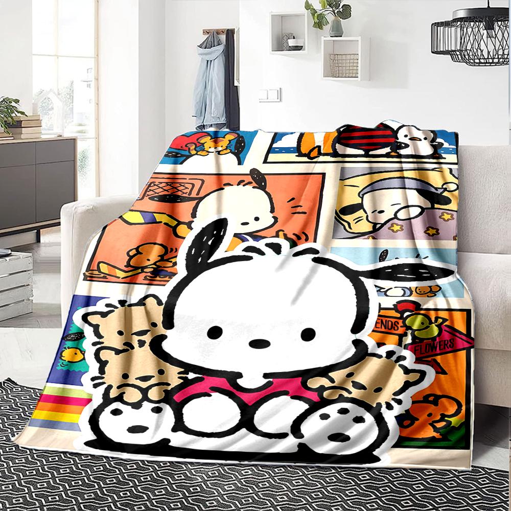 1pc Sanrio Pochacco1 Blanket, Gift, for Men and Women, Soft Blanket, Good for Sofa Bed Couch Travel, Lightweight Flannel Blanket