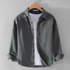 Men's Ramie Long-Sleeve Shirt - Spring/Autumn Casual Loose Fit, Youth Classic Style (Model 9798)