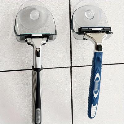 1pc-Wall Mounted Bathroom Razor Storage Rack, Minimalist Design Bathroom Wall Hook, Bathroom Storage