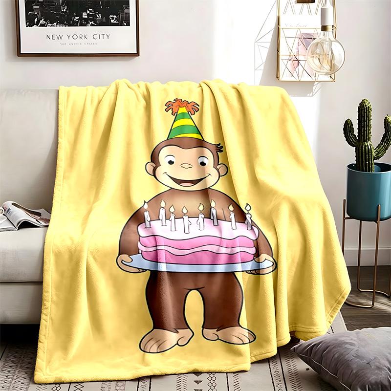 Curious George Theme Blanket Suitable For The Sofa Camping And Travel Made Of Soft Flannel Material An Ideal Gift For Occasions Such As Birthday