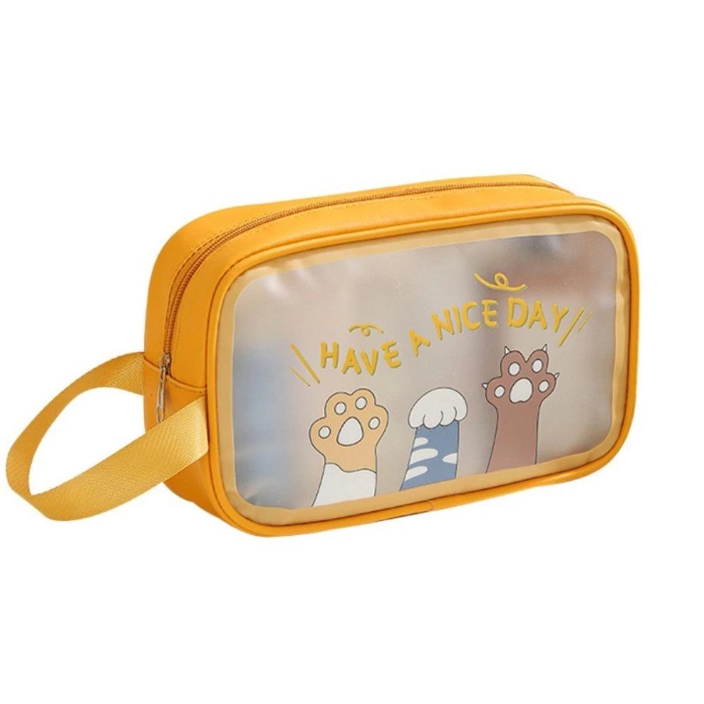 Cute PVC Cartoon Cosmetic Bag Large Capacity Swimming Beach Bag Toiletry Storage Bag Translucent Waterproof Travel Makeup Bag