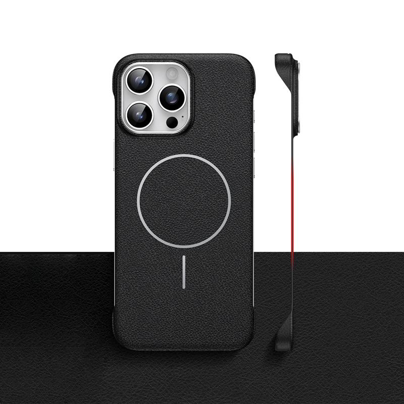 Luksusowa Tekstura Skóry Bezramkowa dla Magsafe Etui Na iPhone 16 15 Pro 14 Pro Max 13 Smukłe Wstrząsoodporne Bezprzewodowe Ładowanie Magnetyczne Etui na Telefon