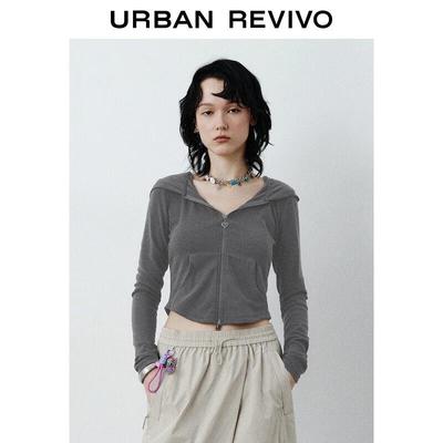 UR Women's Slim-Fit Hooded Zip Jacket with Heart Bow Detail