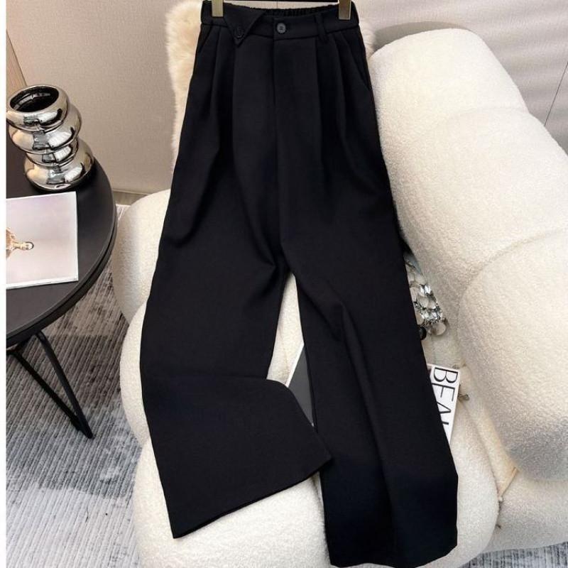 Simple Sleeveless Suit Vest Casual Wide Leg Pants Two-piece Set for Women Elegant Suit Set