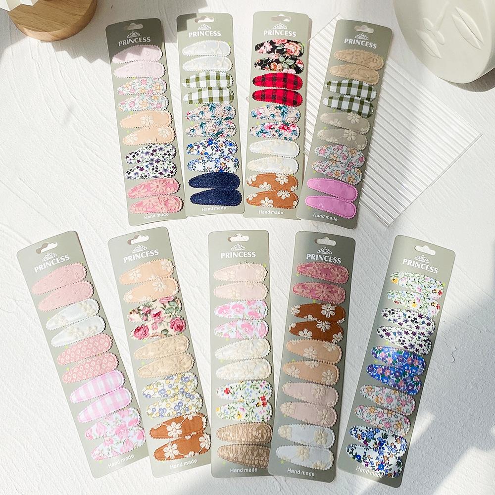 Variety Printing Bb Clip Set Small Fresh Embroidery Edge Clip Macaron Fabric Hair Accessories 2760