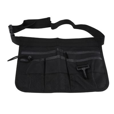 Multi Pockets Electrician Tool Pouch Bag Multi Propose Waist Bag Thicken Belt (Black)