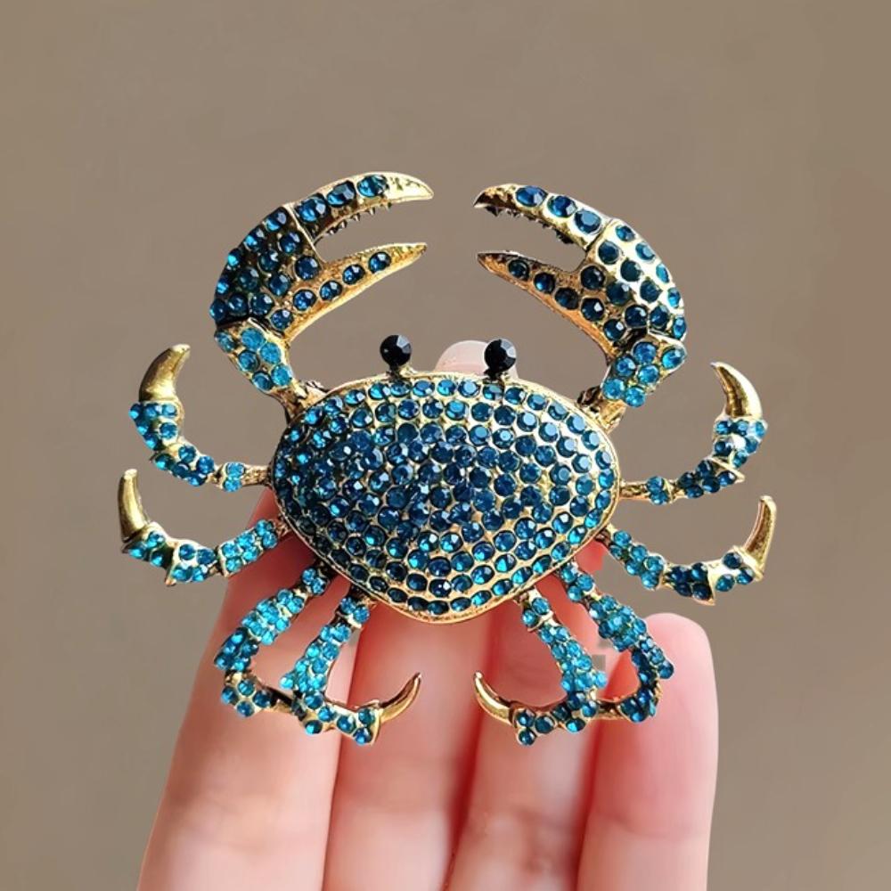 

Rhinestone Crab Brooch Pin for Women Men Animal Lapel Pins Luxulry Jewelry Clothing Accessories Badge Gifts синий