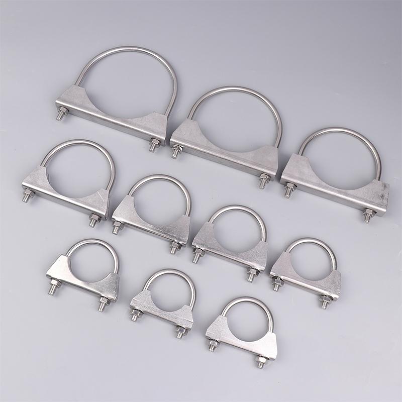304 Stainless Steel U-Screw Irregular Bolt With Baffle And Nut M8 Exhaust Pipe Clamp