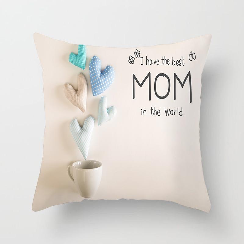 New Mother's Day Text Love Pillow Cover Peach Skin Polyester Print Pillow Cushion Cover