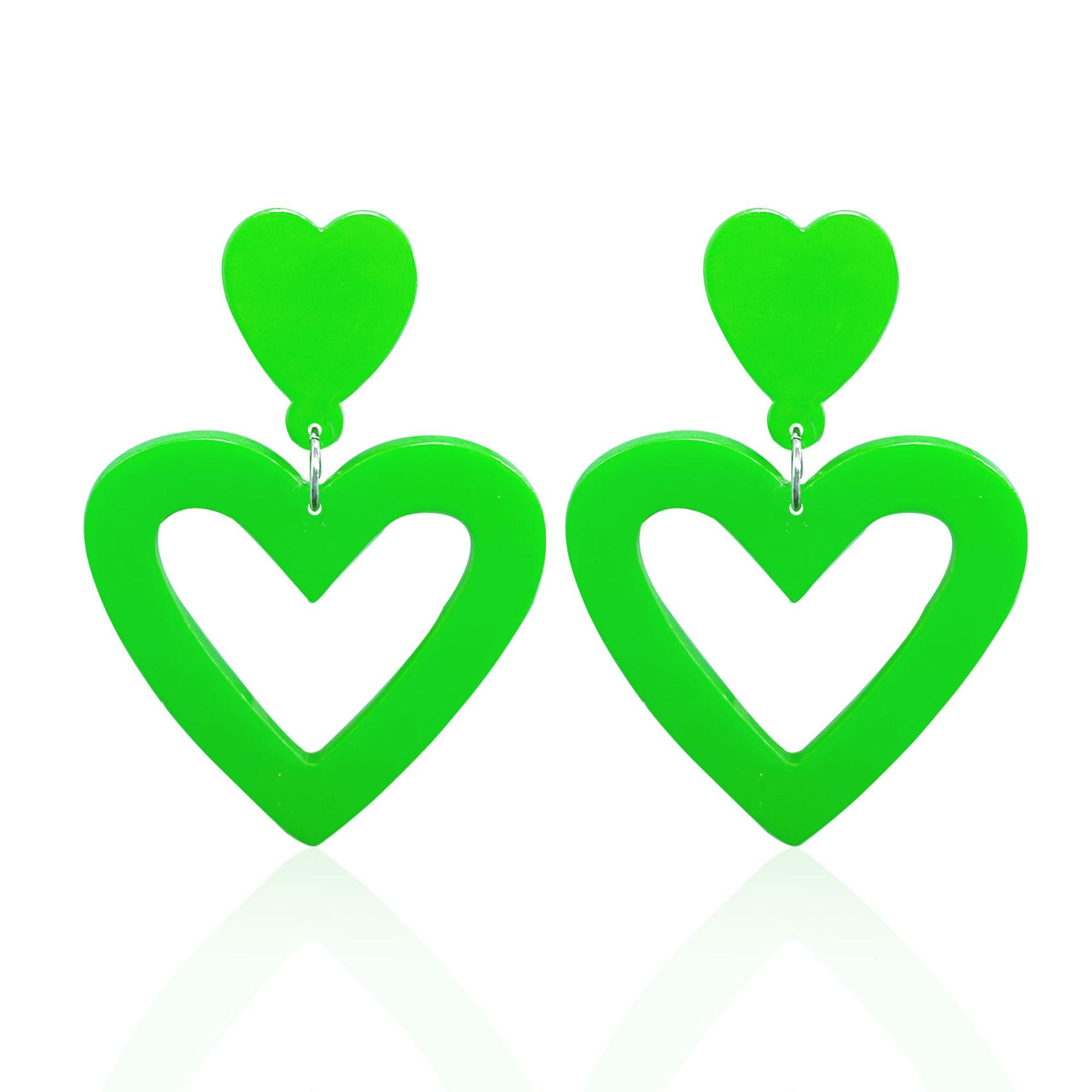 

Акриловые неоновые серьги 80-х годов, женские красочные серьги ярких цветов, легкие серьги для вечеринок 80-х годов, аксессуар для костюма (В форме сердца)