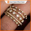 Huitan Multilayer Cubic Zirconia Women Rings New Luxury Wedding Band Accessories Gold Color Temperament Female Party Jewelry