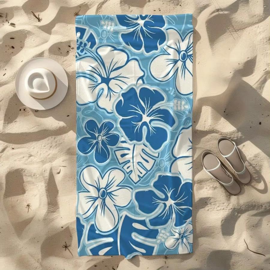 

Sea blue pepper Kuwait beachtowel fiber material,quick drying sand proof,washable,beach coastal tropical flower towel,ideal gift W40*H60(CM)