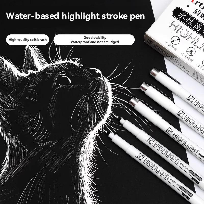 Highlight Marker Pens Soft Brush Tip Gel Pens Set for Art Calligraphy Sketching Drawing Hand Lettering Black Ink Brush Markers