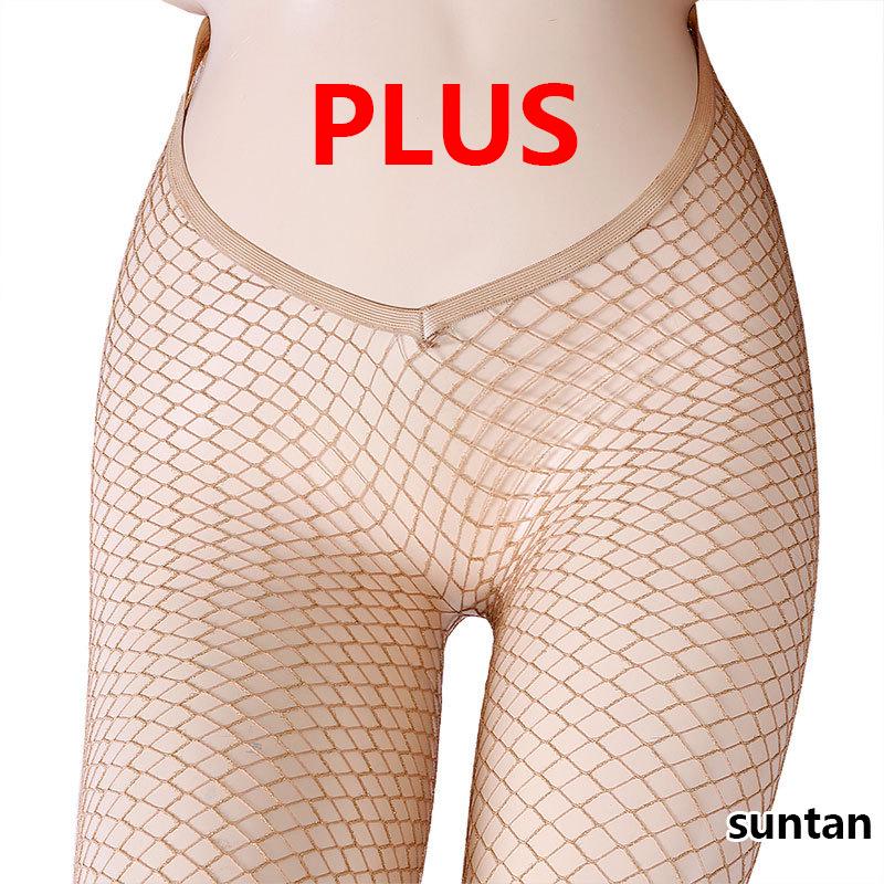 Women's Glittering V-Waist Fishnet Stockings with Silver and Gold Threads for Nightclub or Stage Wear