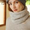 Women 100% Cashmere Tube Scarf Cable Knit Neck Warmer Ring Double Faced Thick Cap Reversible Knitted Beanies Winter 2-Pcs Set