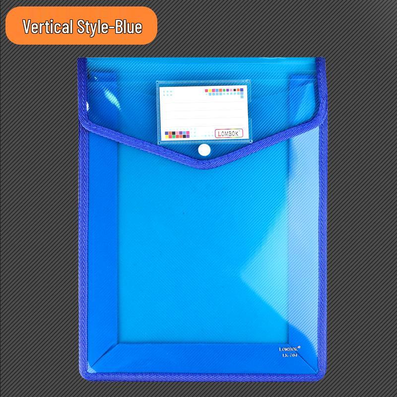 Transparent A4 Thickened Snap Button File Bag - Large Capacity Student Storage and Document Organizer