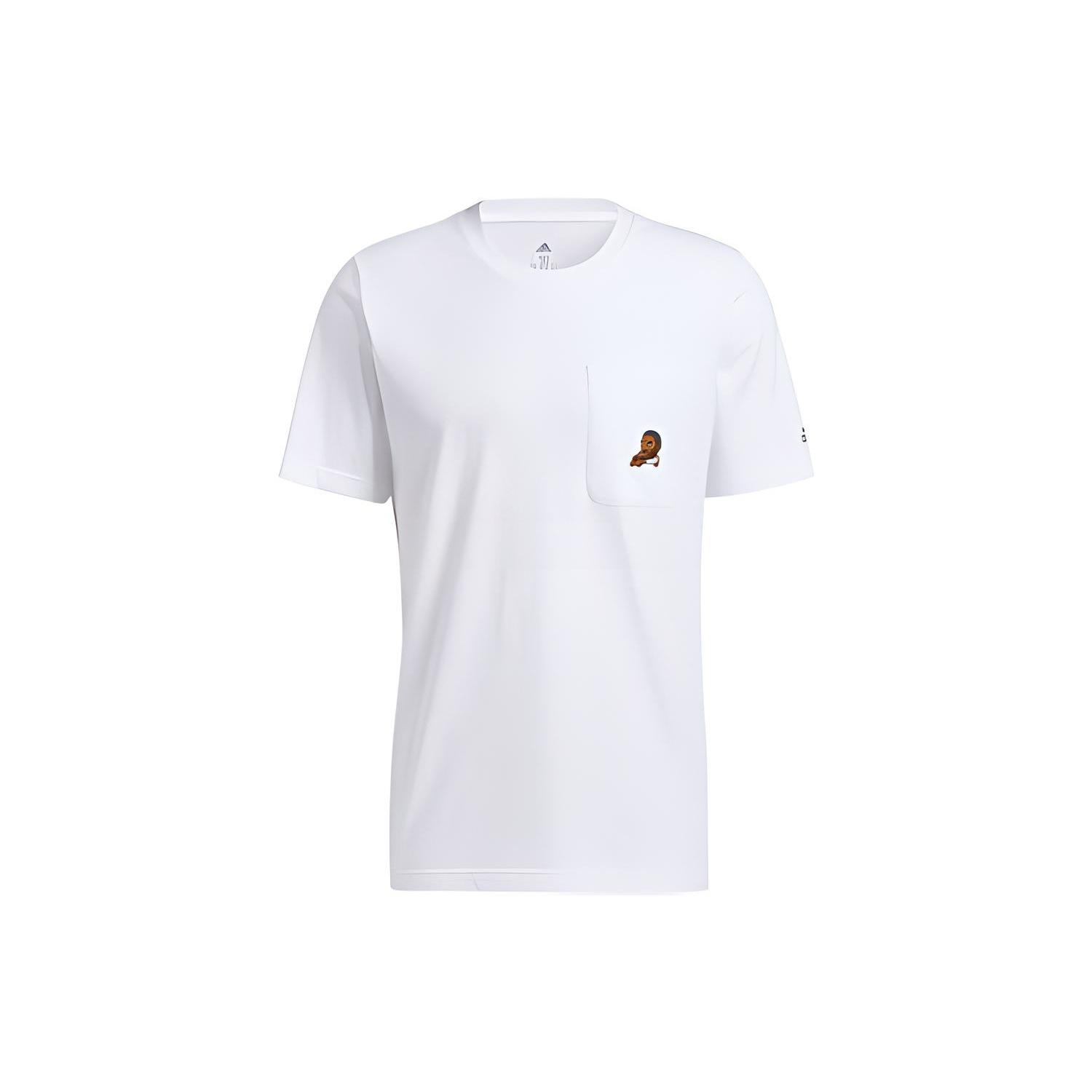 adidas Dame Avatar Pkt Lillard Basketball Sports Pocket Loose Round Neck Short Sleeve White Men s GP3436 L