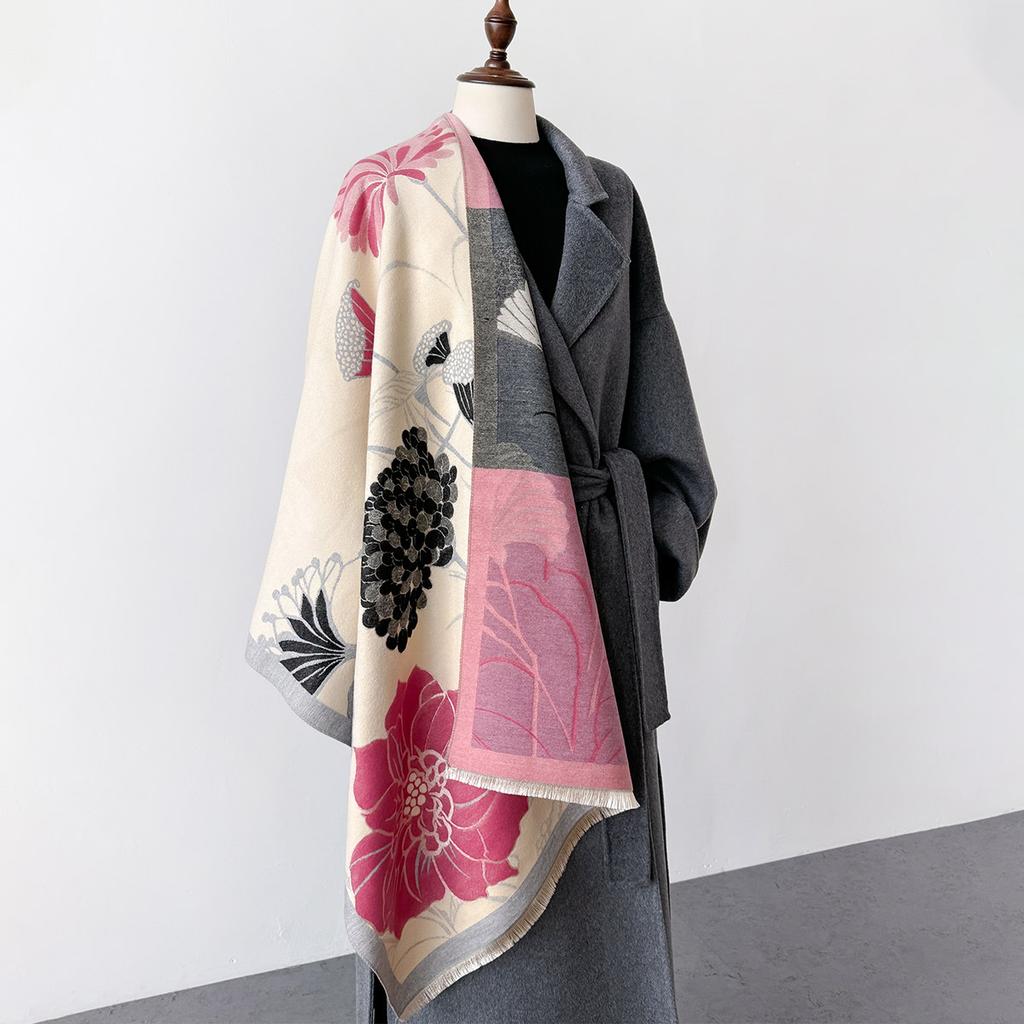 Neuer Damen Warmer Lotus Eleganter Schal Warmer Nackenschutz gegen Kalten Wind Hochwertiges Wickeltuch Weibliche Doppelseitige Foulard Schals