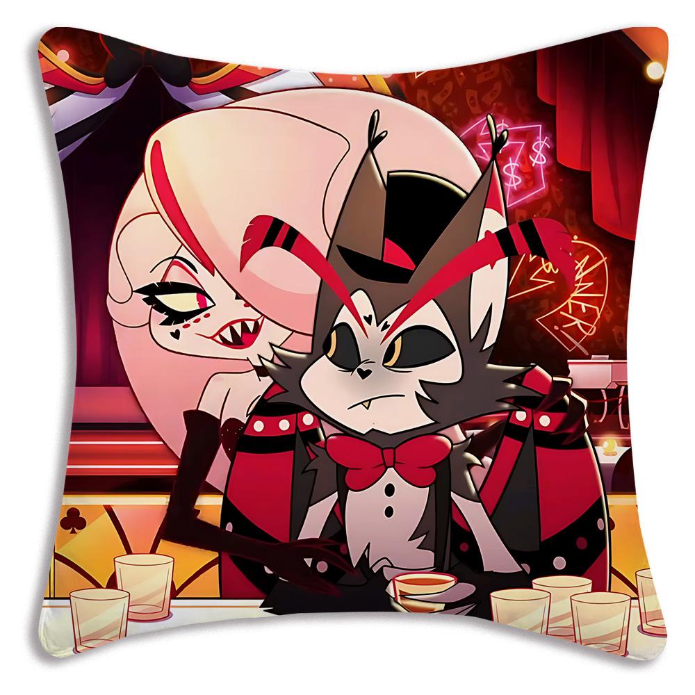 Anime H-Hazbins H-Hotel Pillow Covers Cartoon Sofa Decorative Home Double-sided Printing Short Plush Cute Cushion Cover