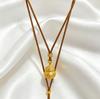 Elegant Chinese Sand Gold Rhinestone Gourd Pendant Twist-Open Scent Bag Sweater Chain