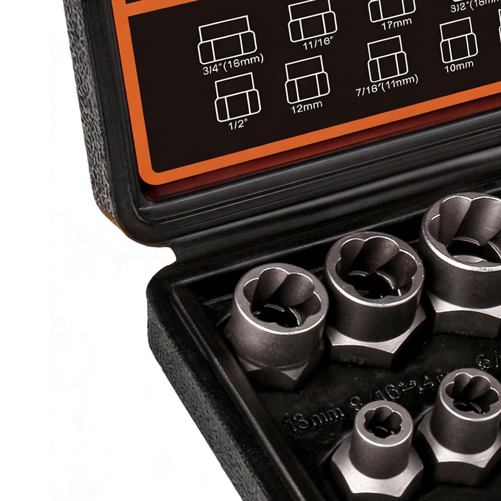 Extractor Socket Set Stripped Socket With 3/8 Inch Adapter Drive Bolt Nut Remover Set For Damaged Round Rusted Broken