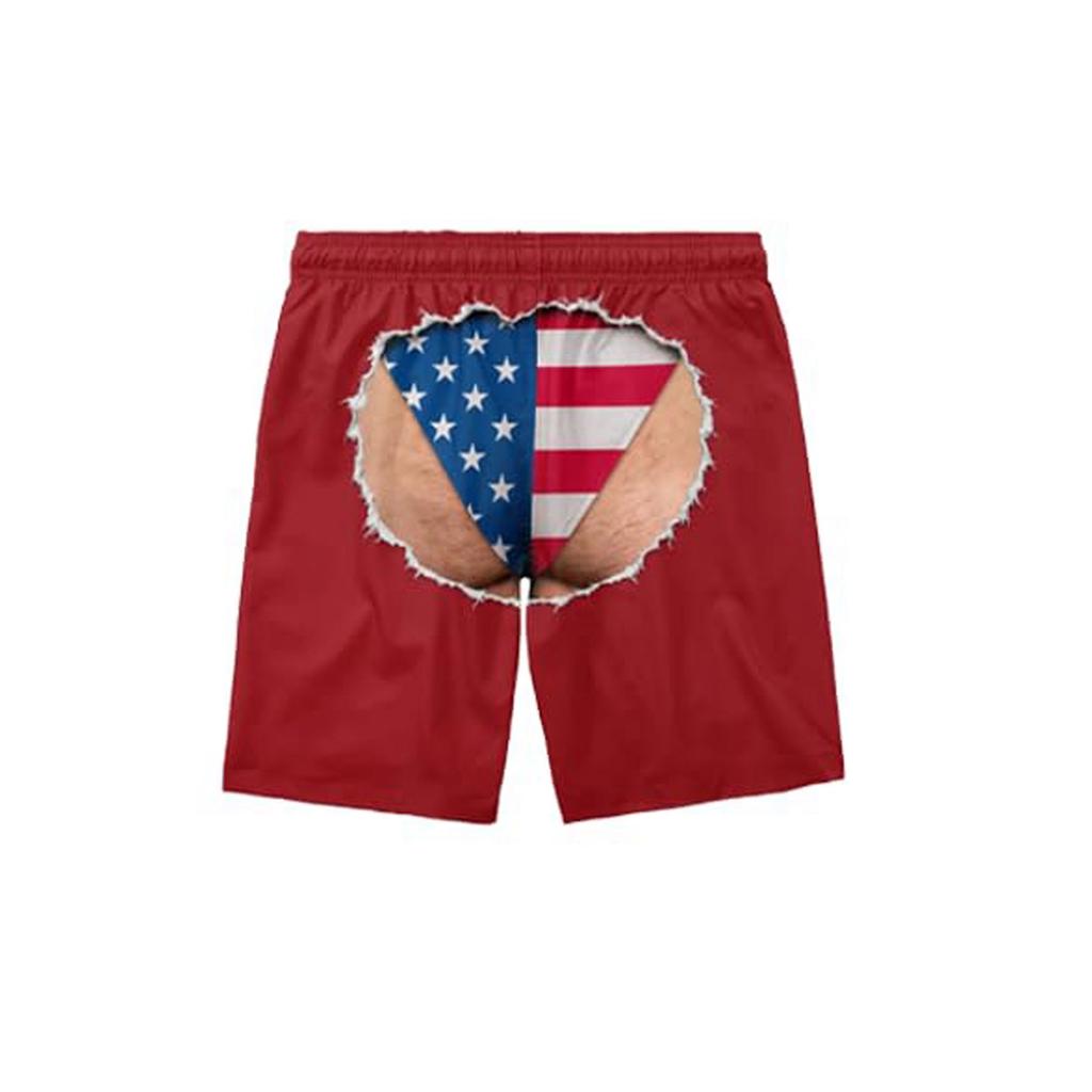 Men's Funny Print Elastic Waist Swim Trunks Beach Shorts for Pool and Beach