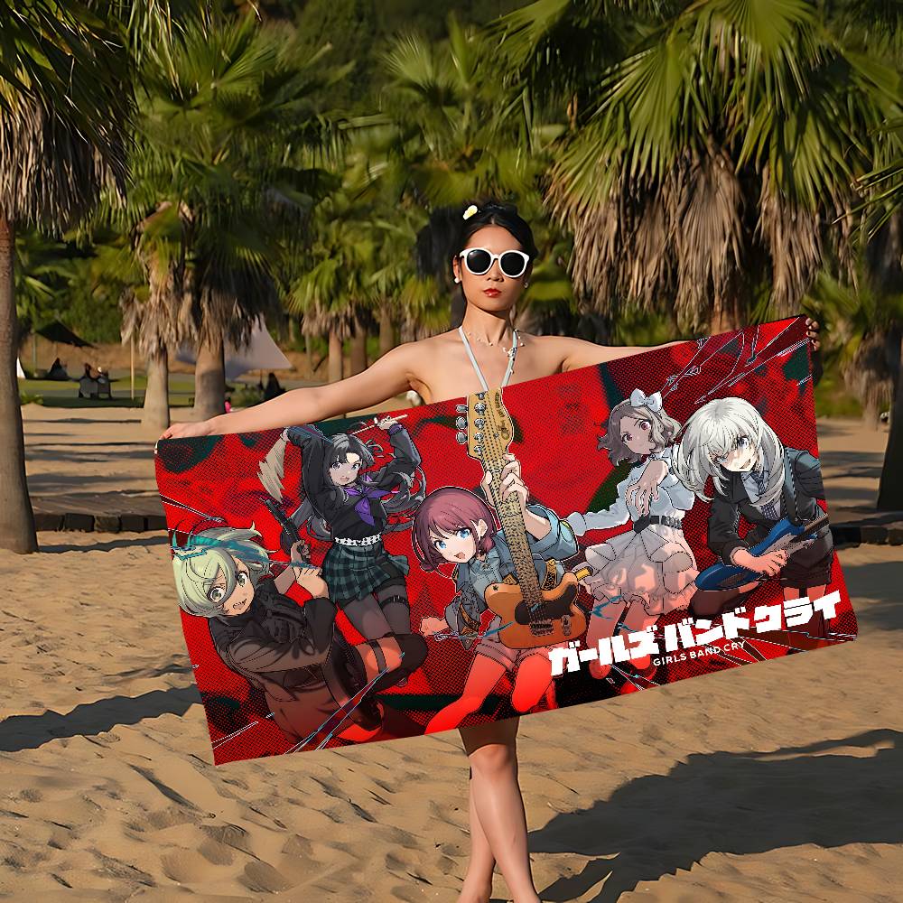 Anime G-Girls Cool Band Cry Microfiber Beach Towel Absorbent Quick Dry Soft Yoga Swimming Resort Mountain Climbing Towel