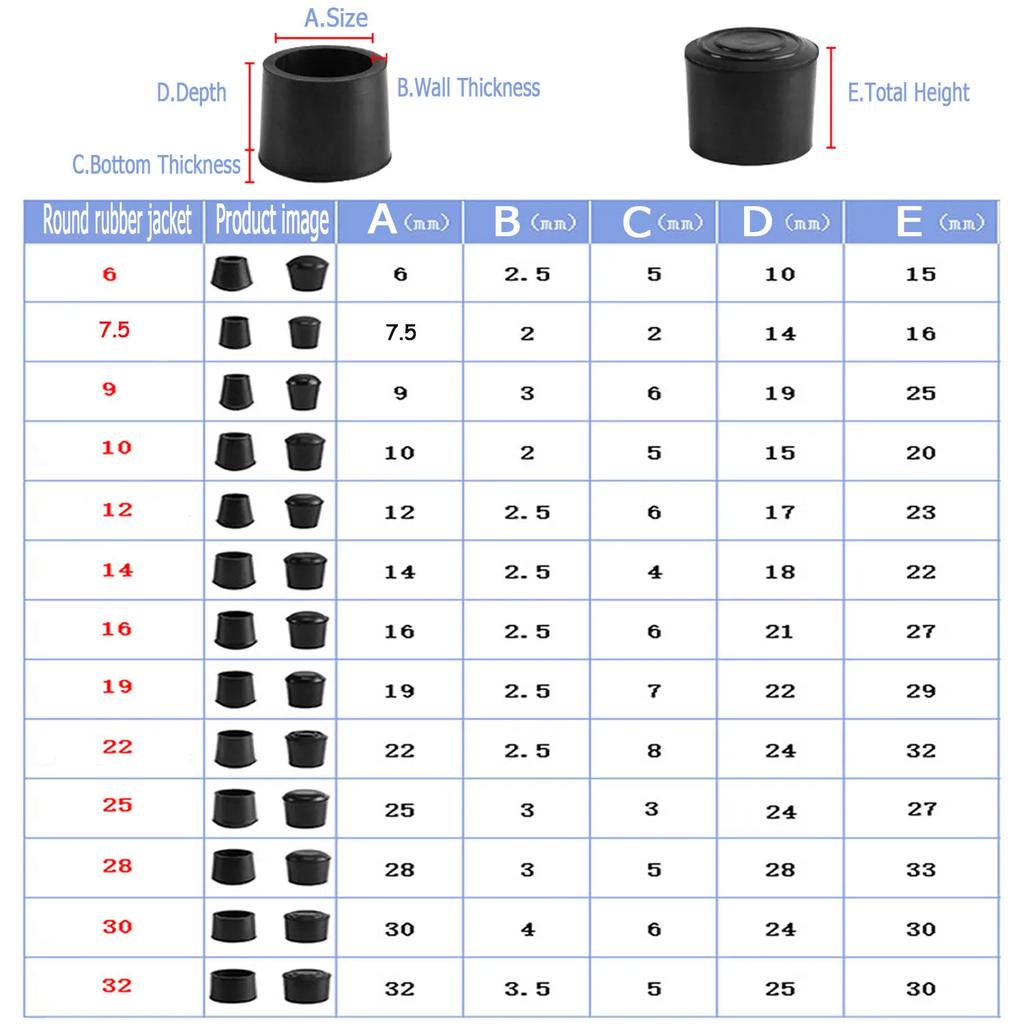 4-24pcs Round Furniture Foot Caps Chair Table Sofa Anti-Slip Silent Rubber Leg Pad Wooden Floor Anti-Scratch Protective Pad