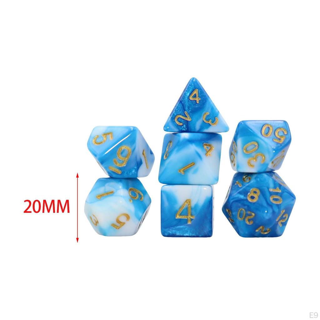 7 Pieces Acrylic Polyhedral Dice Board Games, Multi-Sided Dice, Gaming for Parties