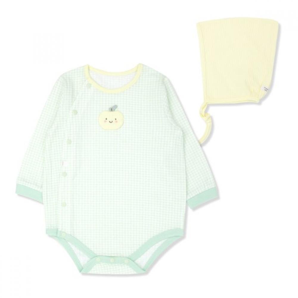 Organicmom Apple Check Long Sleeve Bodysuit Hat Set  Mislqs02 75