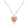 HECHENG,Rainbow Necklace ,Love Heart Necklace,Colorful Lucky Zircon,For Women ,Stainless Steel