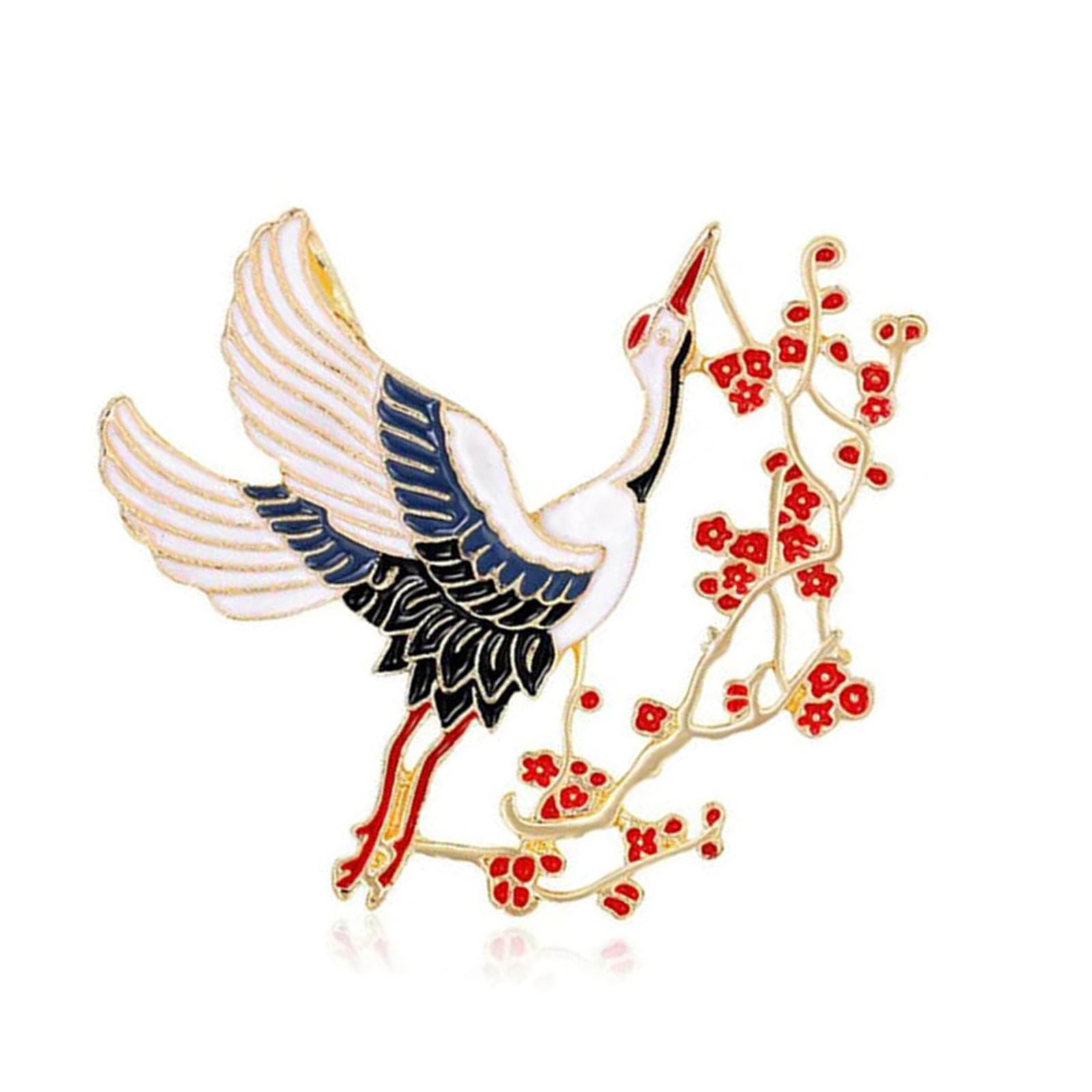 

Elegant Crane And Plum Blossom Brooch Adornment For Women Featuring High Quality Alloy Perfect For Various Occasions
