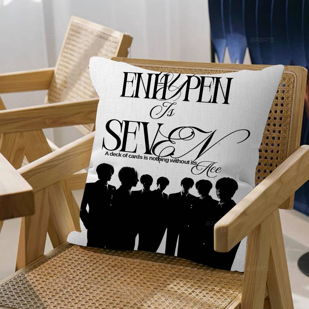 Korea E-Enhypenes Singing Group Pillow Anime Pillow Sofa Bed Head Pillow Cover Cushion Cover 45X45 Cm Fashion