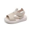 Kids Solid Soft Sole Beach Sandals Summer Leather Surface Casual Shoes For Boys Girls