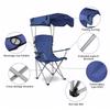 Outdoor Single Chair with Ceiling & Cup Holder Large Camping Lawn Chair Sun Protection Folding Fishing Chair for Poolside Travel