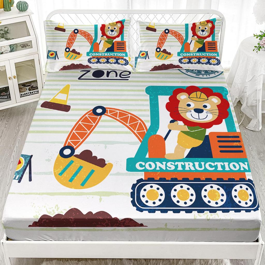 Cute Flower Deer Pattern Mattress Three-Piece Digital Printing Home Bedding Set