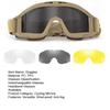 Airsoft Goggles Desert Locust Goggles Anti Fog Safety Glasses Impact Resistant Tactical Eyewear with 3 Interchangeable Lenses for Outdoor Cycling