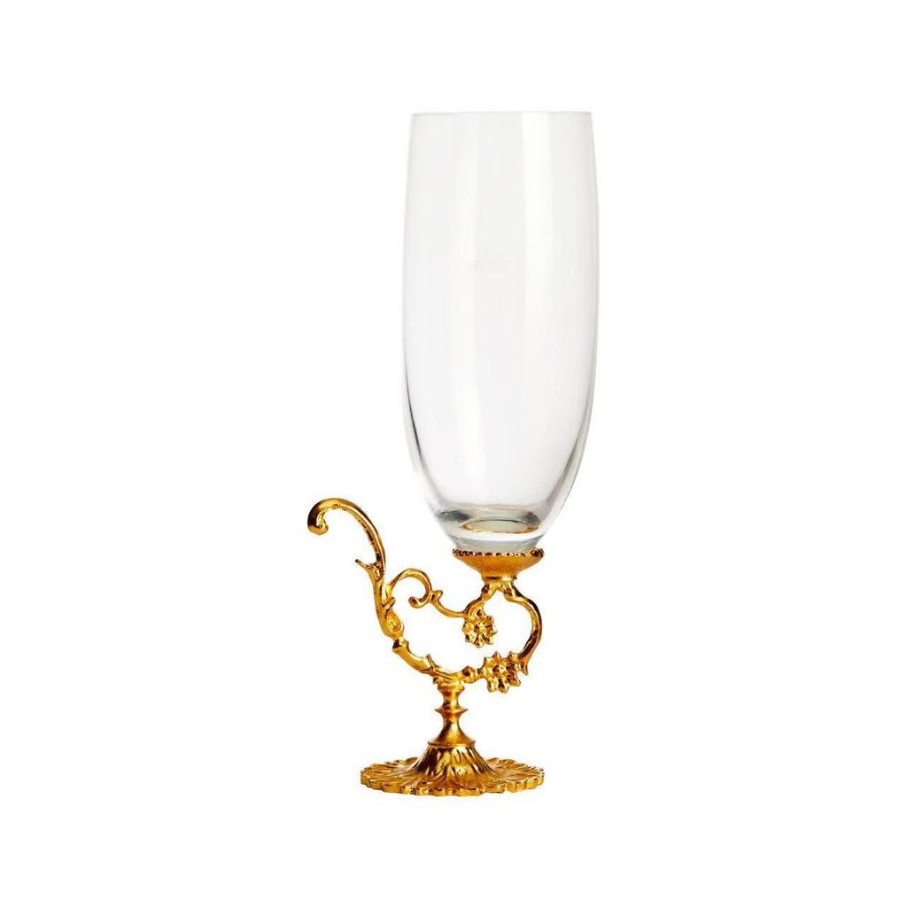 Baroque Retro Carved Metal Base Wine and Champagne Glass