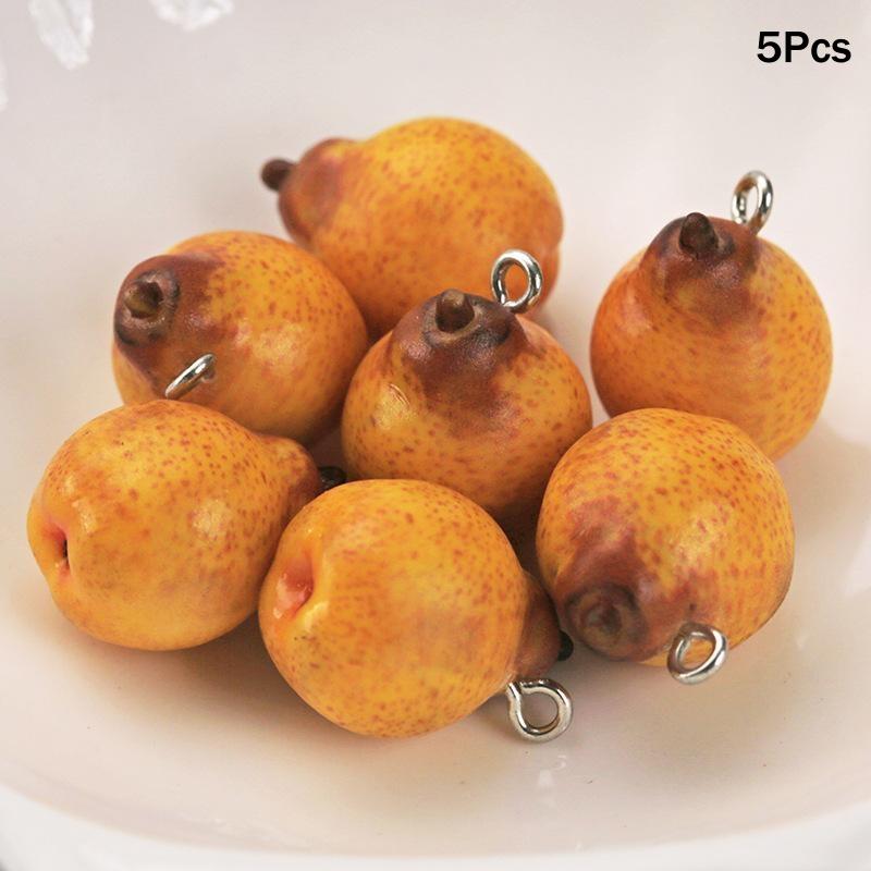 3D Simulated Fruit Resin Pendants 5Pcs Fun Fruit Charms for DIY Party Favors Earring Bracelet Jewelry Making Crafts