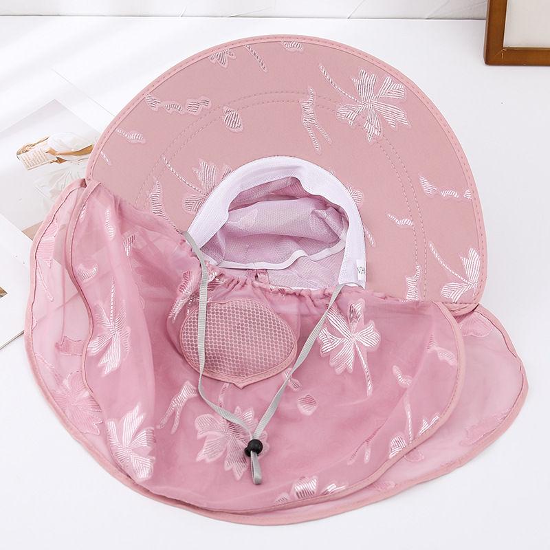 Ice Silk Hat, Sun Protection and Sunshade Hat Summer Breathable Hat Large Brim UV Protection Outdoor Cycling Face Mask, Windproof