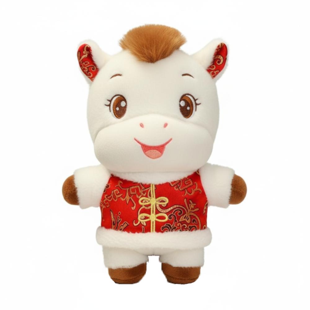 

Chinese Costume Stuffed Horse Toy Cute Zodiac Pony Figurine 2026 Horse Plush Doll Chinese New Year 25cm-red clothes