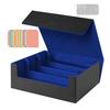 Card Box Holds 1800 Cards Trekkers PU Leather Vertical Card Storage 3 Compartments with 24 Baffles Trekkers Card Box Card Box PU Leather Storage Box