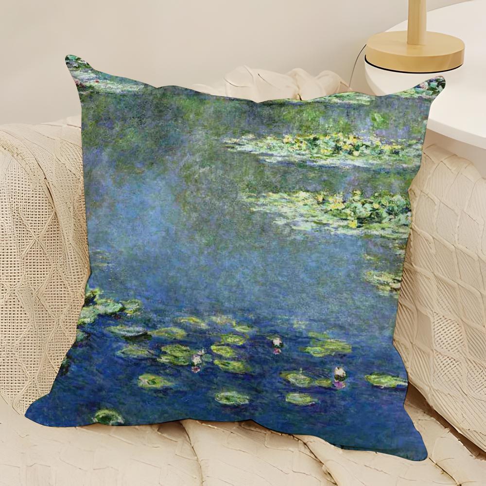 Art Style C-claude M-monet Pillow Case Natural Linen Double-Sided Printing Sofa Home Decor Cushion Cover