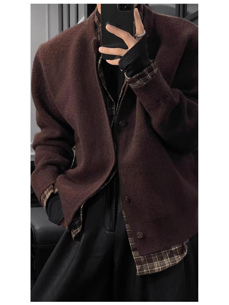 Men's Japanese Retro Knit Cardigan: Autumn/Winter Casual, Versatile, Loose-Fit Fashion