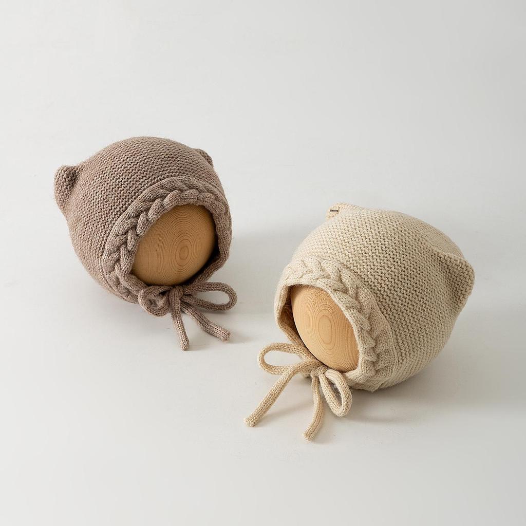 Bonnet Tricoté en Laine avec Protection des Oreilles pour Nouveau-nés - Pull Chaud d'Hiver pour Garçons et Filles